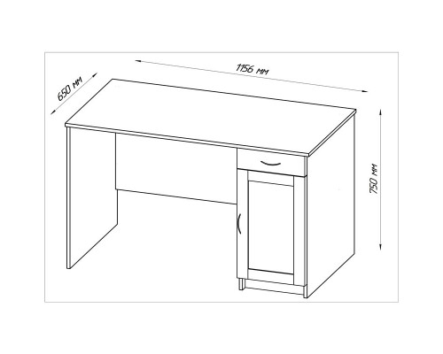 Кастор стол письменный 116х65 белый