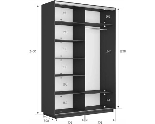 Шкаф-купе Экспресс 160х60х240 Серый диамант