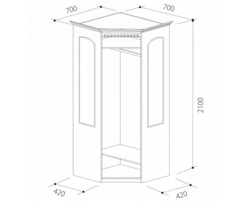 Шкаф Гармония-4, угловой для платья мдф мат итал. орех