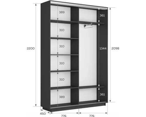 Шкаф-купе Экспресс 160х45х220 Серый диамант