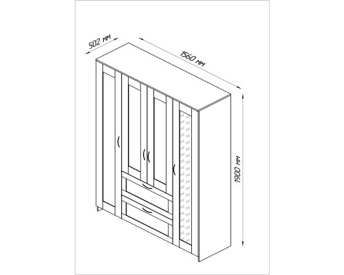 Сириус шкаф комбинированный 4 двери и 2 ящика сонома (с 1 зеркалом)