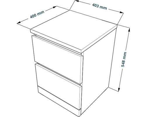 Комод Варма 2 с двумя ящиками дуб белёный
