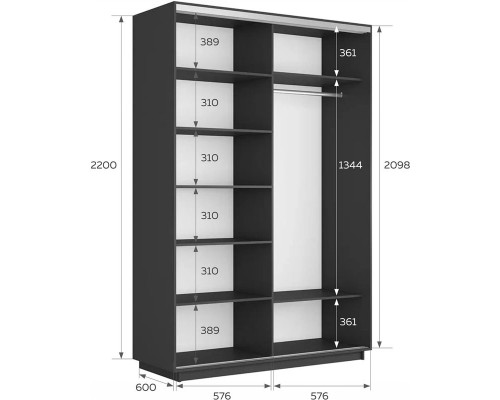 Шкаф-купе Волны 120х60х220 Серый диамант