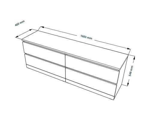 Комод Варма 4Д низкий с четырьмя ящиками дуб белёный