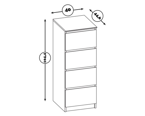 Комод с 4-мя ящиками Т-4Р сонома/белый