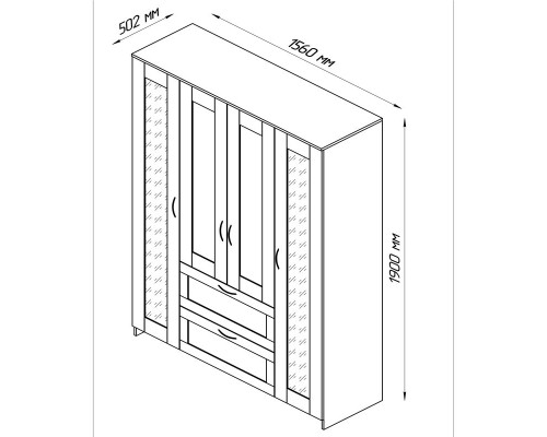 Сириус шкаф комбинированный 4 двери и 2 ящика сонома (с 2 65ми)