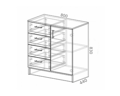 Комод К800-1Д Дуб вотан-белый гладкий