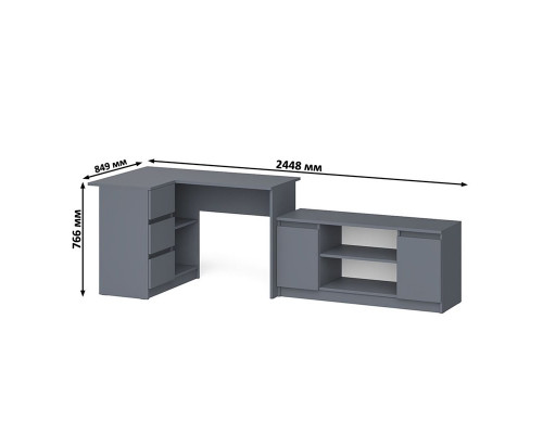 Стол угловой компьютерный МС-16 левый и широкая тумба на 1200 Мори графит