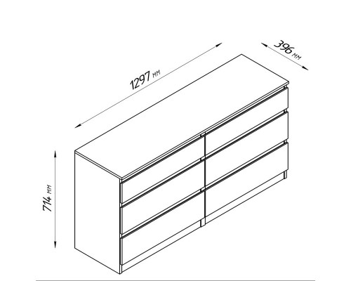Кастор комод 6 ящиков белый