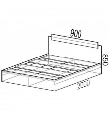 Кровать ЭКО 0,9 Дуб Вотан-Белый гладкий