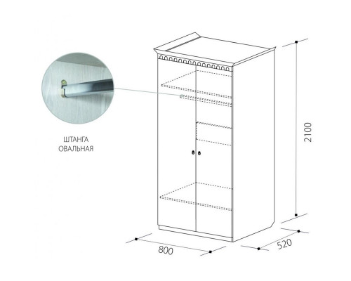 Шкаф 2-х дверный Гармония-4, для платья мдф мат итал. орех
