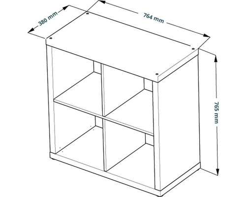 Стеллаж Фора 4, квадратной формы с четырьми открытыми ячейками, тамбурат дуб беленый