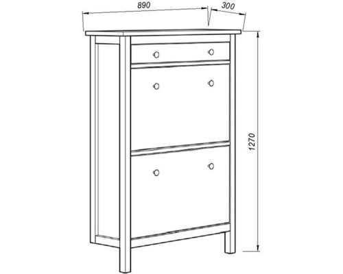 Тумба 03 Кантри с выдвижным ящиком и откидными полками для обуви, массив соны белый