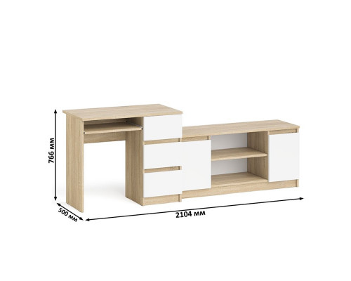 Стол компьютерный МС-6 с тумбой справа и с тумбой на 1200 Мори дуб сонома/белый
