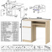Стол компьютерный с ящиком и дверкой МС-1 левый со стеллажом МСТ600 Мори дуб сонома/белый