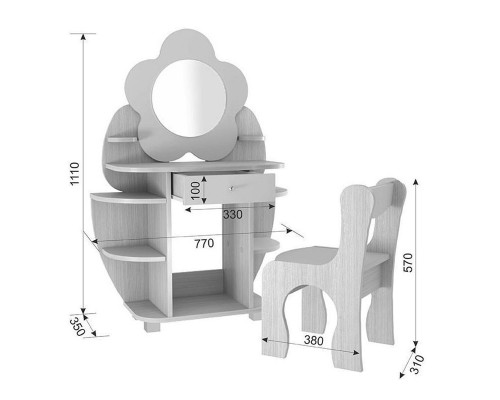 Детский набор Ромашка туалетный столик и стульчик