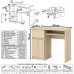 Стол компьютерный с ящиком и дверкой МС-1 левый со стеллажом МСТ600 Мори дуб сонома