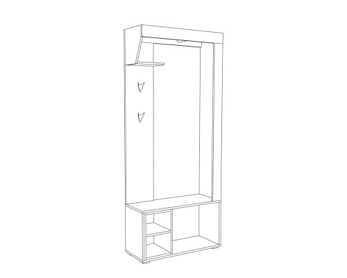 Шкаф комбинированный Лайт 10.03 вешалка с нишей орех селект каминный/белый премиум