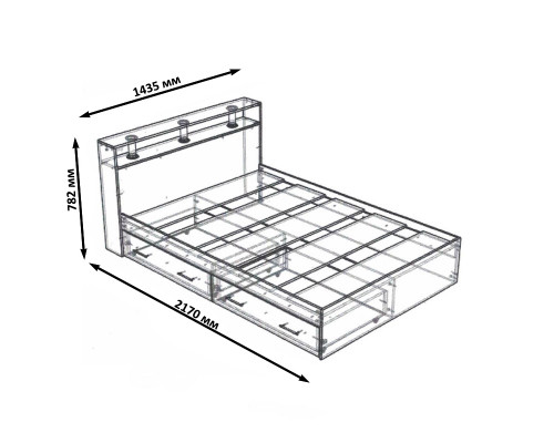 Кровать с ящиками Камелия 1400 дуб сонома