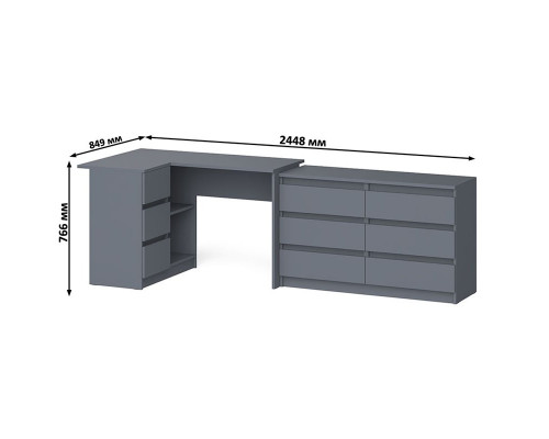 Комод Мори модель МК1200.6 со столом компьютерным угловым МС-16 левым графит