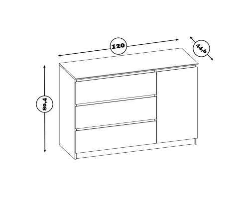 Комод с 3-мя ящиками и дверью Т-3Р сонома/белый