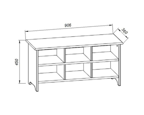 Тумба для обуви 900 Вествик с открыттыми полками, массив сосны белый
