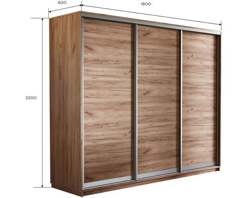 Шкаф-купе Экспресс 180х60х220 Крафт табачный 3 двери