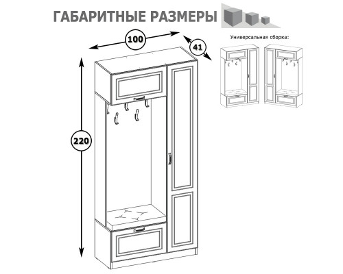 Прихожая Ливерпуль Шкаф многоцелевого назначения 13.21 цвет ясень ваниль/белый