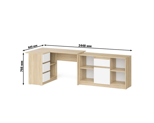 Тумба Мори МТВ1204.1 и стол компьютерный угловой МС-16 левый дуб сонома/белый