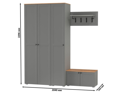 Прихожая Остин модель 43 серый графит/дуб крафт золотой