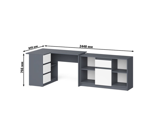 Тумба Мори МТВ1204.1 и стол компьютерный угловой МС-16 левый графит/белый