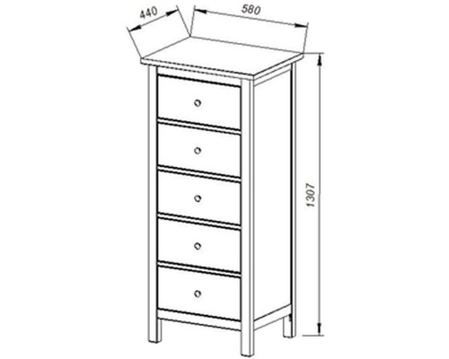 Комод 05 Кантри белый с пятью ящиками