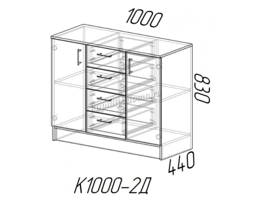 ЛДСП Комод К1000-2Д Ясень Шимо