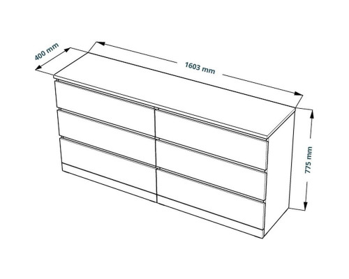 Комод Варма 6Д большой с шестью ящиками дуб белёный