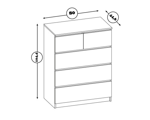 Комод с 5-ю ящиками Т-5Р дуб сонома/белый