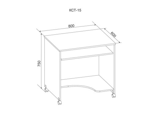 Компьютерная стойка на колёсиках КСТ-15 дуб сонома