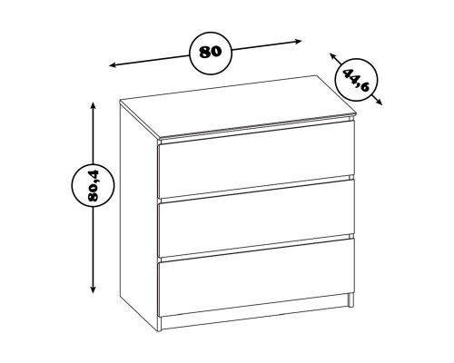 Комод с 3-мя ящиками Т-2Р белый